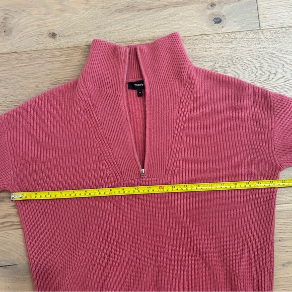 Theory Pink Cashmere Rib Half Zip Sweater - Picture 9 of 10